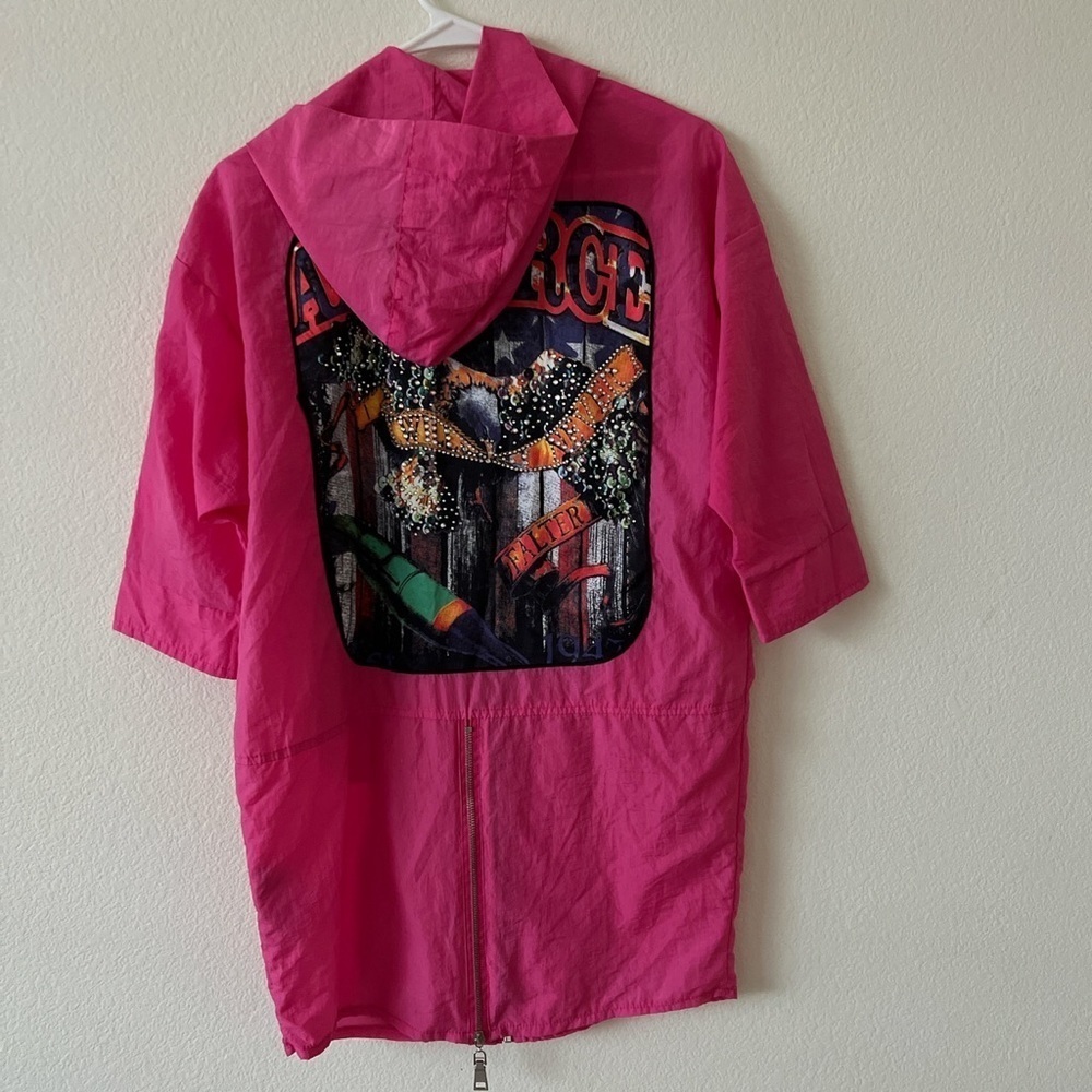 Barbiecore Lightweight Hot Pink Hooded Air Force Windbreaker SZ XS-Small